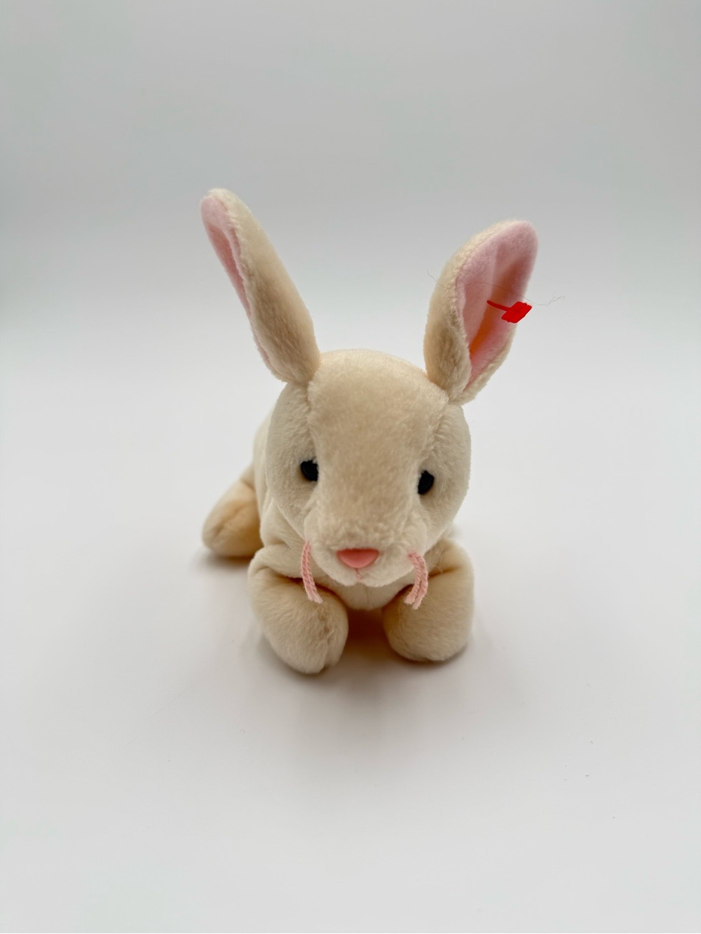Vintage 1999 Ty Nibbler Rabbit Bunny Plush Cream Pink Ears Beanie Stuffed Animal